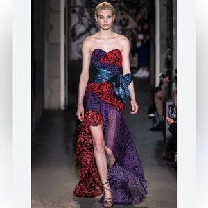 Faith Connexion Color Block Animal Print Strapless Gown High Low Gown Size XS/S